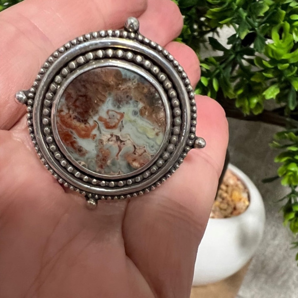 🌊🍂 Sterling Silversmith and Stone Ring - Picture 4 of 5